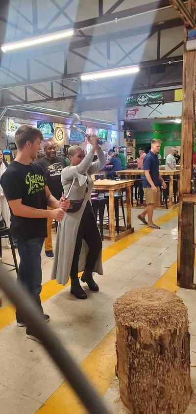 Bossier Parish at Night includes throwing axes at Bayou Axe Company.